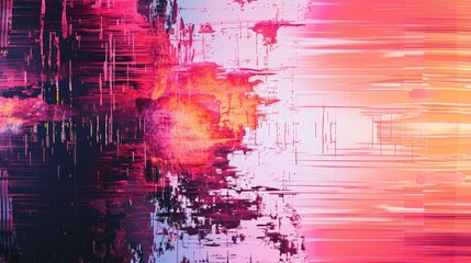 Abstract background with colourful distorted motion glitch. Broadcast error, grunge damaged effect