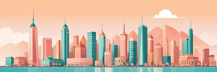 Fototapeta premium VECTOR STYLE ILLUSTRATION, CITY ILLUSTRATION BACKGROUND