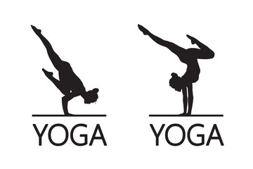 Vector template with yoga logo. Silhouette of a person. 