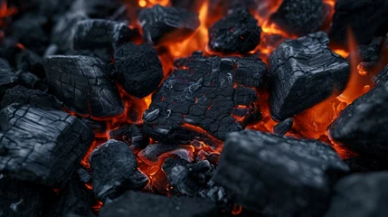 Photo sur Aluminium Texture du bois de chauffage Piece of smoldering coal as a background closeup, piece of coal as a background, coal background, coal banner, coal closeup, smoldering coal ads