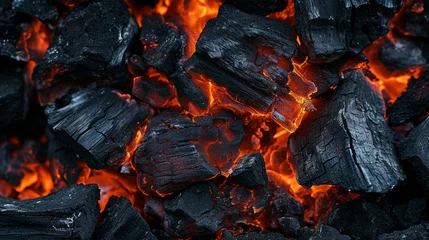 Abwaschbare Fototapete Brennholz Textur Piece of smoldering coal as a background closeup, piece of coal as a background, coal background, coal banner, coal closeup, smoldering coal ads