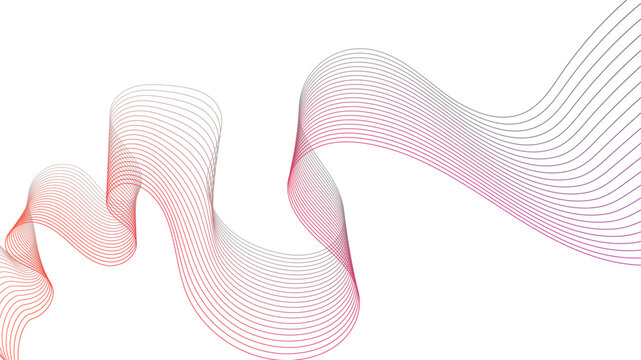 Abstract colorful gradient wavy flowing line blend vector isolated on a transparent background. wavy line pattern.	
