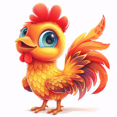 a cartoon rooster with big blue eyes