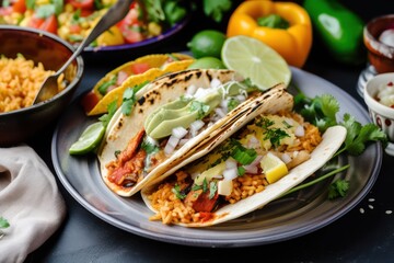 Mexican cuisine, food on a gray plate. Food Photography
