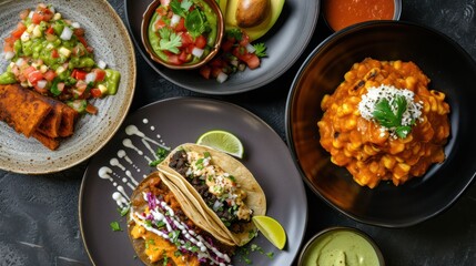 Mexican cuisine, food on a gray plate. Food Photography