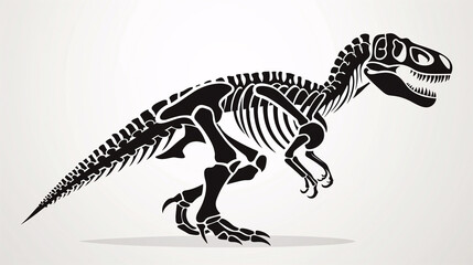 a black and white image of a dinosaur skeleton