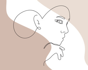 Vector linear illustration with woman portrait