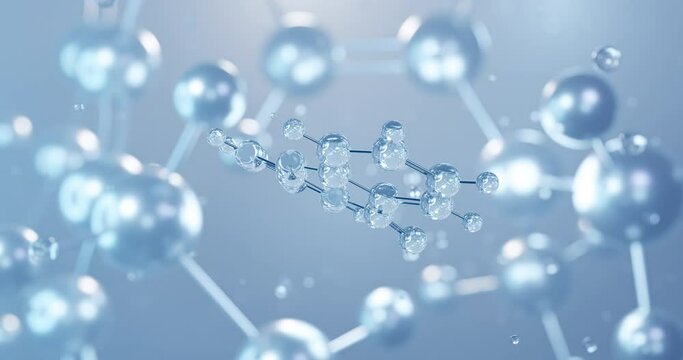 Xanthone, rotating 3D model of insecticide, seamless looped video, molecular structure with selective focus