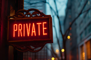 Privatsphäre im Verfall: Heruntergekommenes Schild mit der Aufschrift 'PRIVATE' vermittelt nostalgische Authentizität und erzählt Geschichten vergangener Zeiten. Ein Bild voller Geschichte - obrazy, fototapety, plakaty