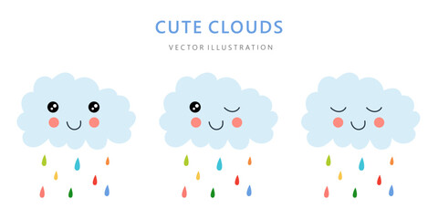 Clouds emotion. Vector set icons.