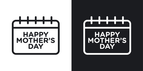 Mothers Day Calendar Icon designed in a line style on white background.
