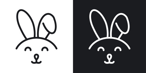 Easter Bunny Icon designed in a line style on white background. - obrazy, fototapety, plakaty