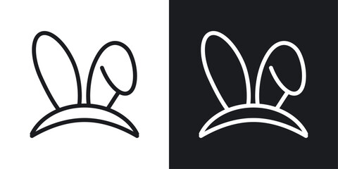 Bunny Ear Icon designed in a line style on white background.