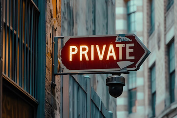 Privatsphäre im Verfall: Heruntergekommenes Schild mit der Aufschrift 'PRIVATE' vermittelt nostalgische Authentizität und erzählt Geschichten vergangener Zeiten. Ein Bild voller Geschichte