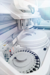 Biochemistry machine. Medical blood separation test centrifuge. Fully automated biochemical analyzer.