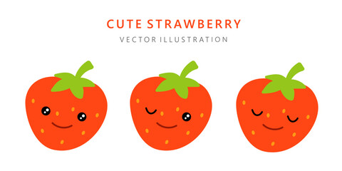 Strawberry emotion. Vector set icons.