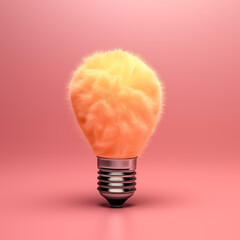 The picture shows a light bulb. Light bulb and plush material connected in a moving manner.