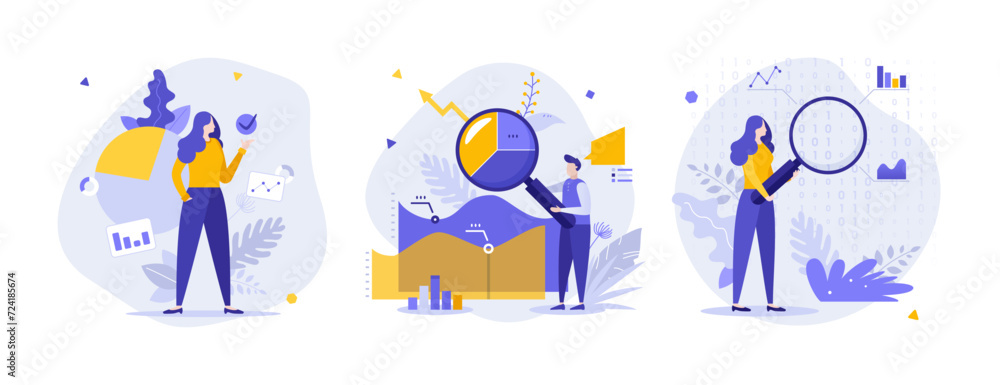 Poster set of business characters concepts