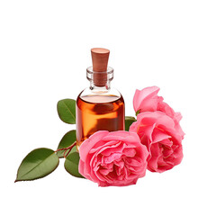 Obraz na płótnie Canvas fresh raw organic rose mary oil in glass bowl png isolated on white background with clipping path. natural organic dripping serum herbal medicine rich of vitamins concept. selective focus