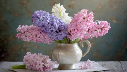 Lilac and pink hyacinths