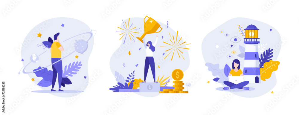 Poster set of business characters concepts