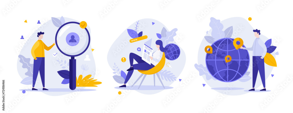 Poster set of business characters concepts