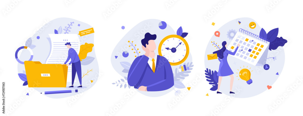Poster set of business characters concepts