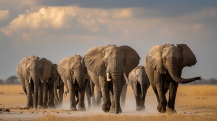 Symbolic Elephants Displaying Strength and Wisdom in African Landscape