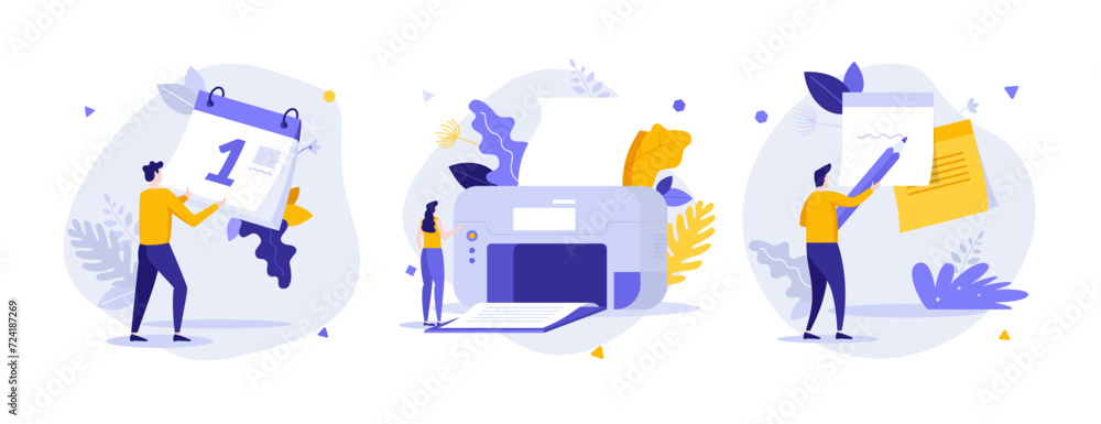 Poster set of business characters concepts