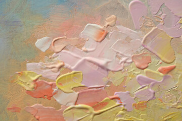 Art Abstract acrylic and oil painting blot canvas wall. Pastel color relief texture background.