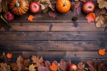 rustic wooden background with a Thanksgiving theme and many wooden slats - obrazy, fototapety, plakaty
