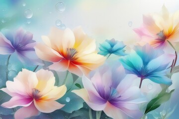 Fototapeta na wymiar floral background, watercolor, pastel color, gerado com ia