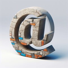 E-mail mark shape created from concrete and briks. AI generated illustration