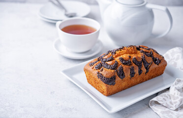 Poppy seeds sweet cake in a plate
