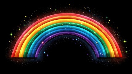 Generative AI, colorful rainbow drawn on black background