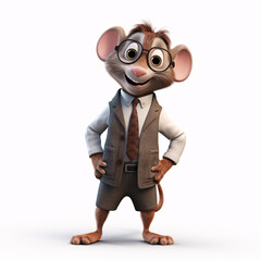 a cartoon mouse wearing glasses and a vest and tie