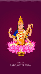 Happy Saraswati Puja Social Media Post