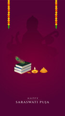 Happy Saraswati Puja Social Media Post