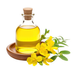 fresh raw organic senna oil in glass bowl png isolated on white background with clipping path. natural organic dripping serum herbal medicine rich of vitamins concept. selective focus
