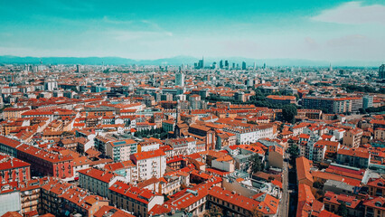 Fototapeta na wymiar Aerial view Milan, Italy