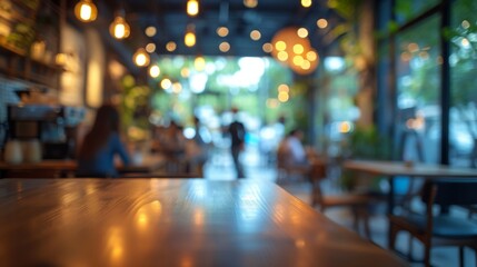 A Casual Business Environment with Blurred Figures and Bokeh Background
