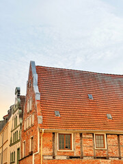 Historical houses in old town Wismar, Germany