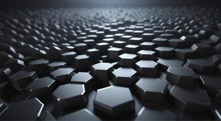 Obraz premium Black Hexagonal Illusion: 3D Abstract Geometric Extravaganza