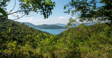 Breathtaking rainforest and coastal scenery from the hiking trails of the resort island of Ilha Grande, Rio de Janeiro state, Brazil