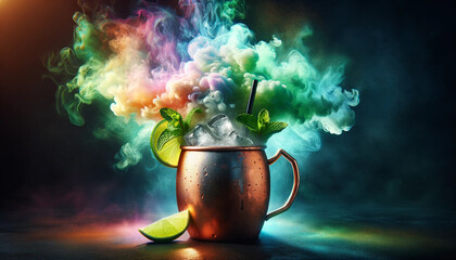 moscow mule cocktail on a copper mug, generative ai