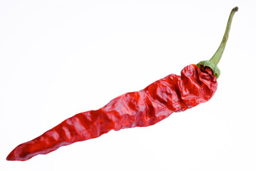 Dry chili pepper isolated. Dried vegetable.