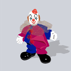 Funny clown on white background. Vector object - 724196449