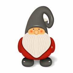 Cartoon dwarf. Figure of a small bearded gnome. Vector 3D object - 724196611