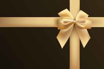 Dark background with beige bow and silk ribbons - 724196630