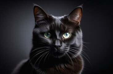 Obraz premium black cat-photographer, plain background, studio photo 